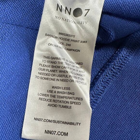 NNO7 NWT Barrow Drawstring Hoodie Print 3383 Men's Blue Size M Pouch Pocket - Picture 6 of 9